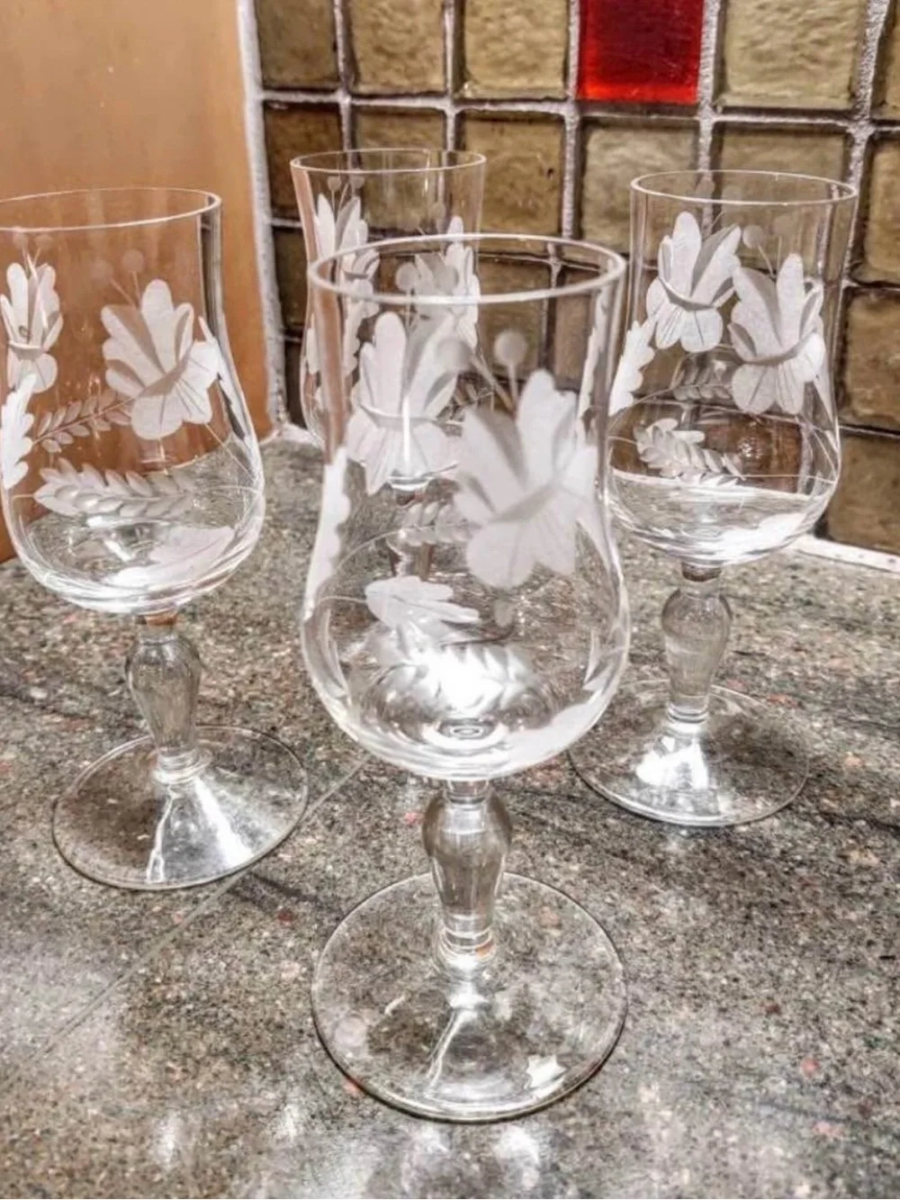 Princess House Clear Etched Goblet - Clear set of 4